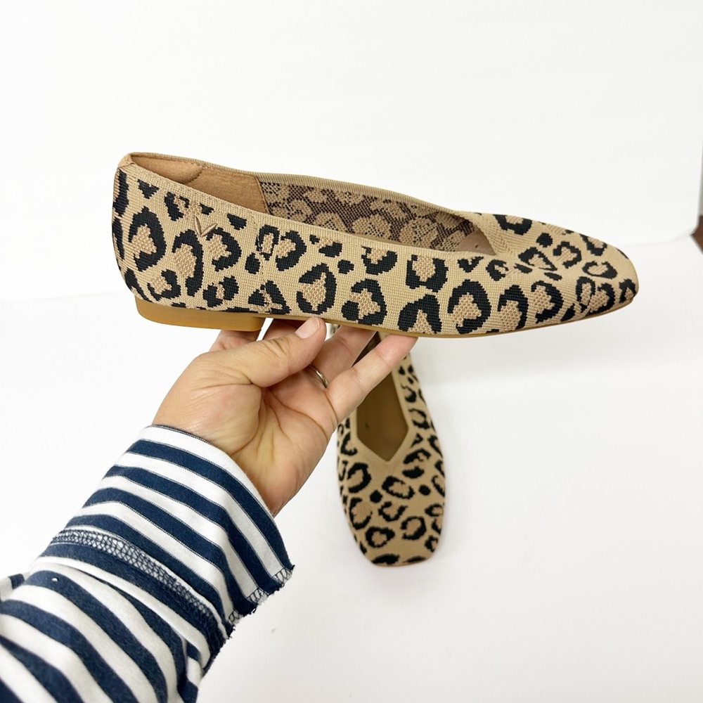 Vivaia Margot Animal Print Square Toe Flats Size 39